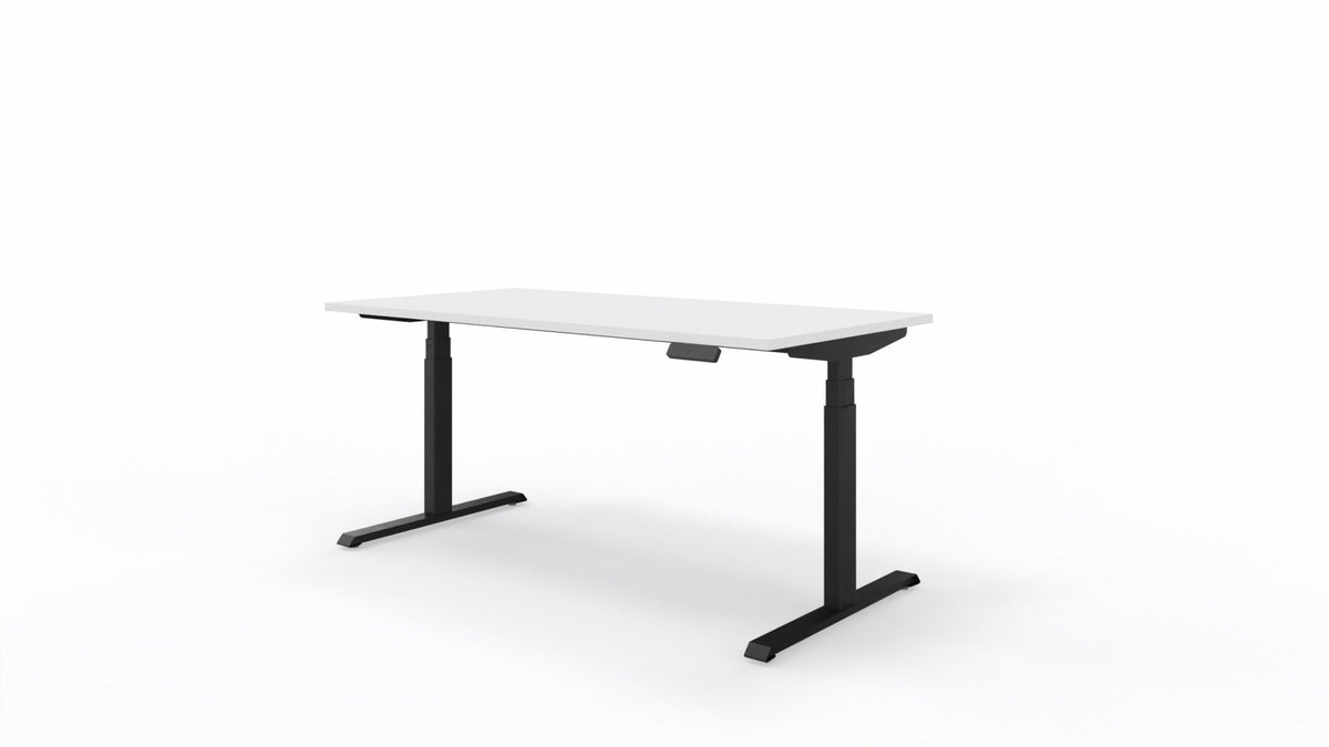 Biurko elektryczne Op-lite E 160x80 cm – Biały blat / Czarny stelaż – Quick Ship - Fabryka Mebli Biurowych MARO sp. z o.o.