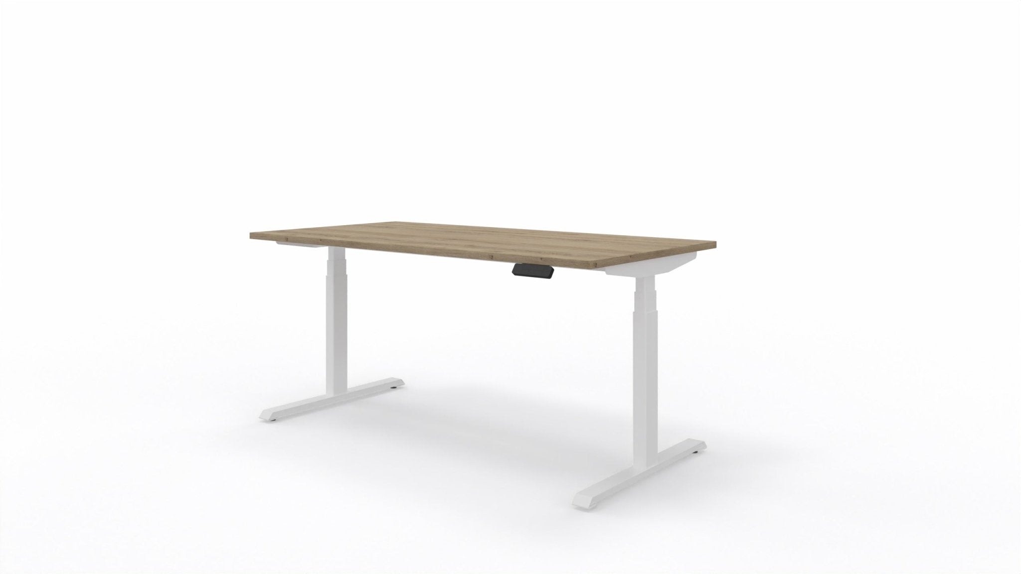 Biurko elektryczne Op-lite E 160x80 cm – Dąb naturalny / Biały stelaż – Quick Ship - Fabryka Mebli Biurowych MARO sp. z o.o.