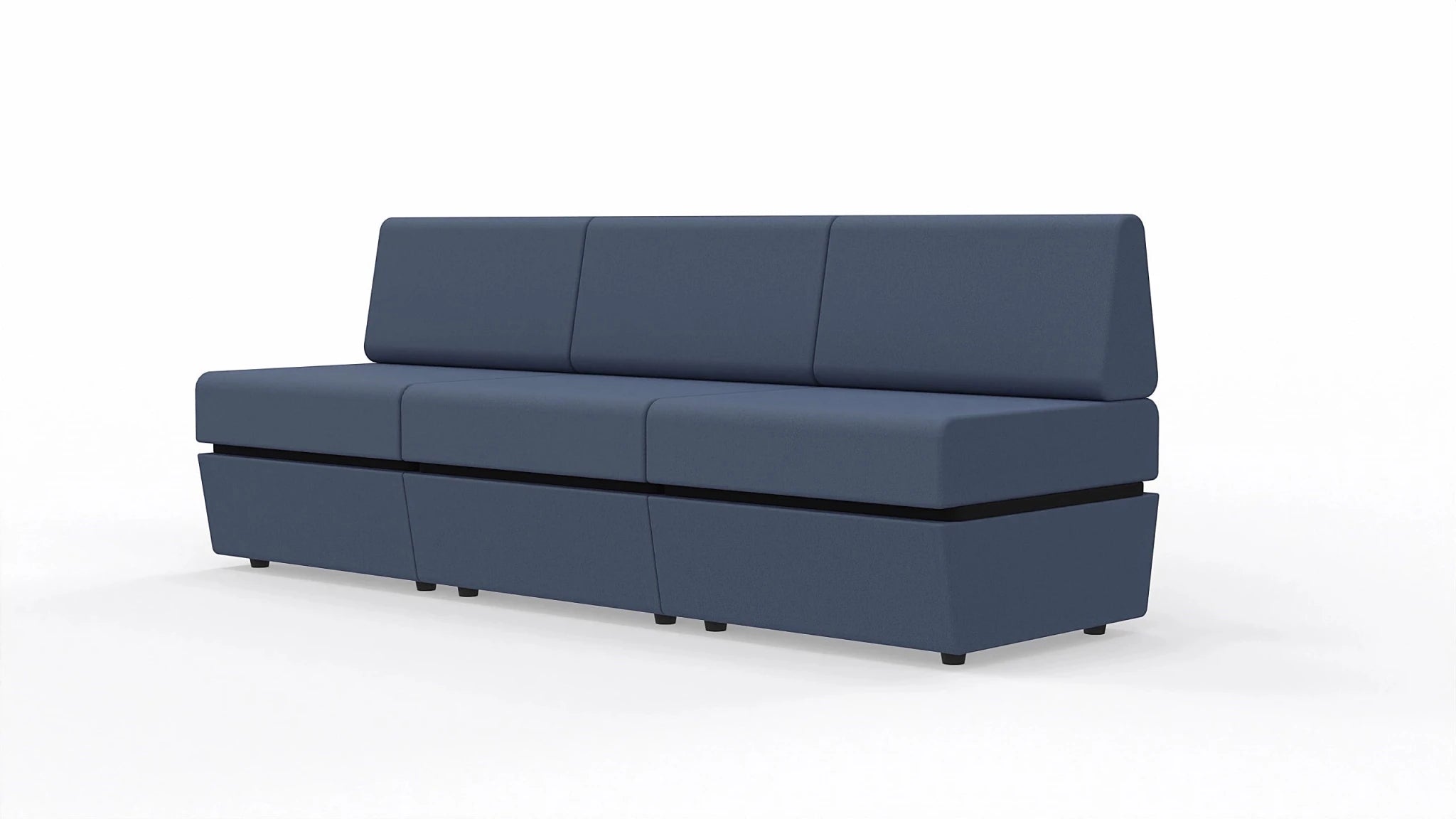 Sofa 3-osobowa z tapicerowaną podstawą SitiQ - Fabryka Mebli Biurowych MARO sp. z o.o.