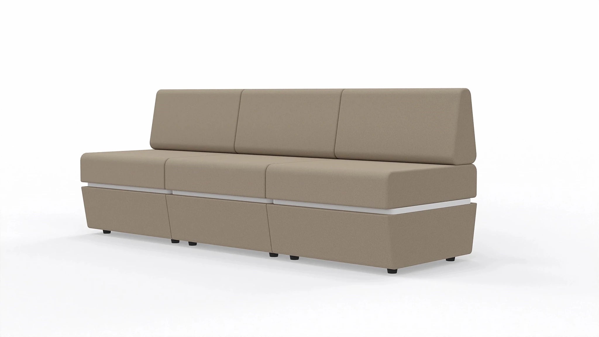 Sofa 3-osobowa z tapicerowaną podstawą SitiQ - Fabryka Mebli Biurowych MARO sp. z o.o.