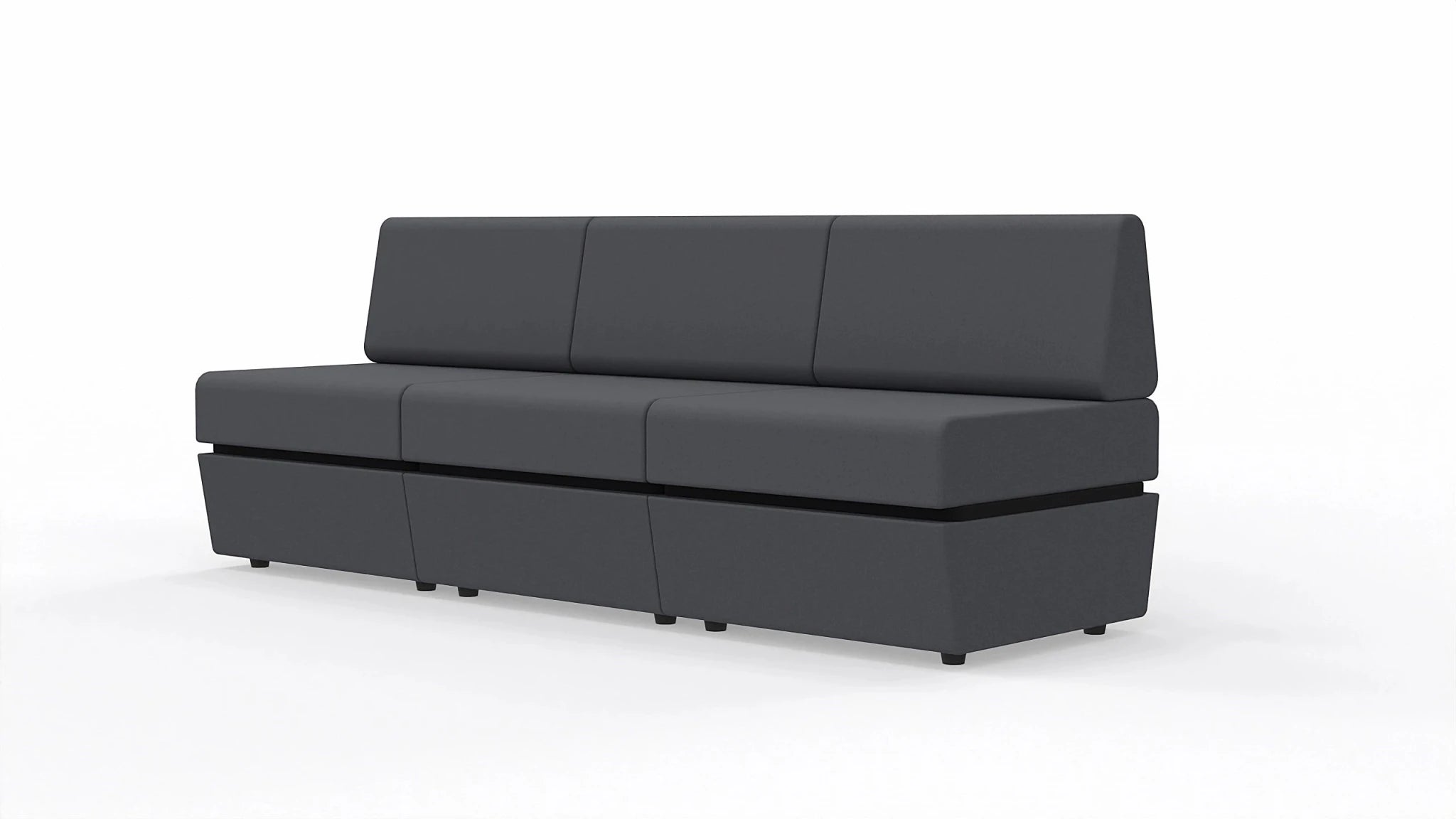 Sofa 3-osobowa z tapicerowaną podstawą SitiQ - Fabryka Mebli Biurowych MARO sp. z o.o.