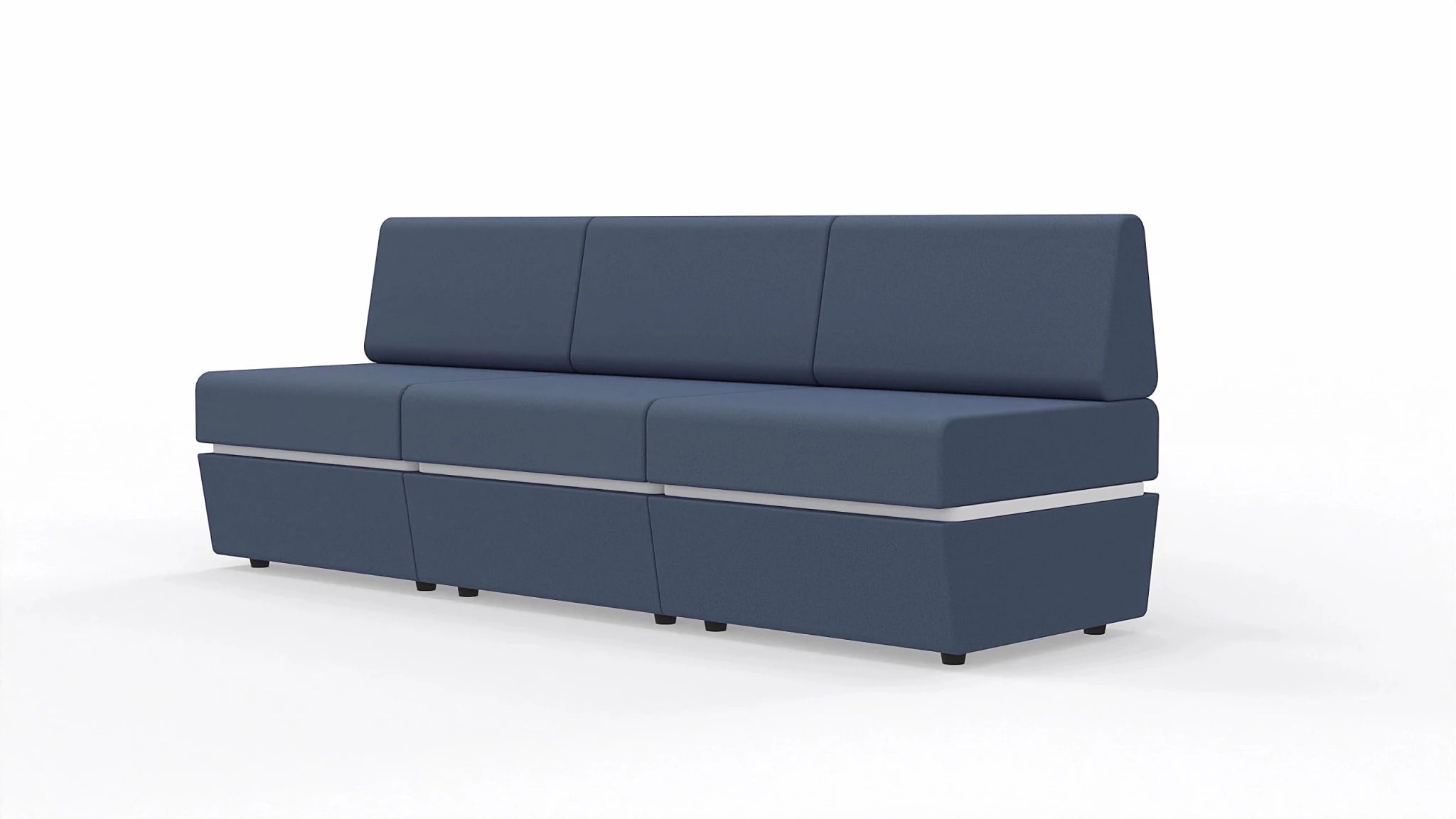 Sofa 3-osobowa z tapicerowaną podstawą SitiQ - Fabryka Mebli Biurowych MARO sp. z o.o.