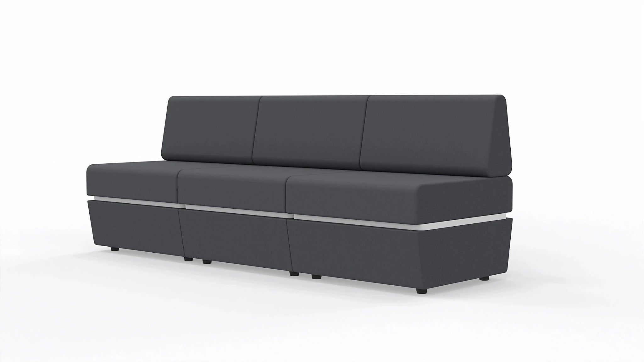 Sofa 3-osobowa z tapicerowaną podstawą SitiQ - Fabryka Mebli Biurowych MARO sp. z o.o.