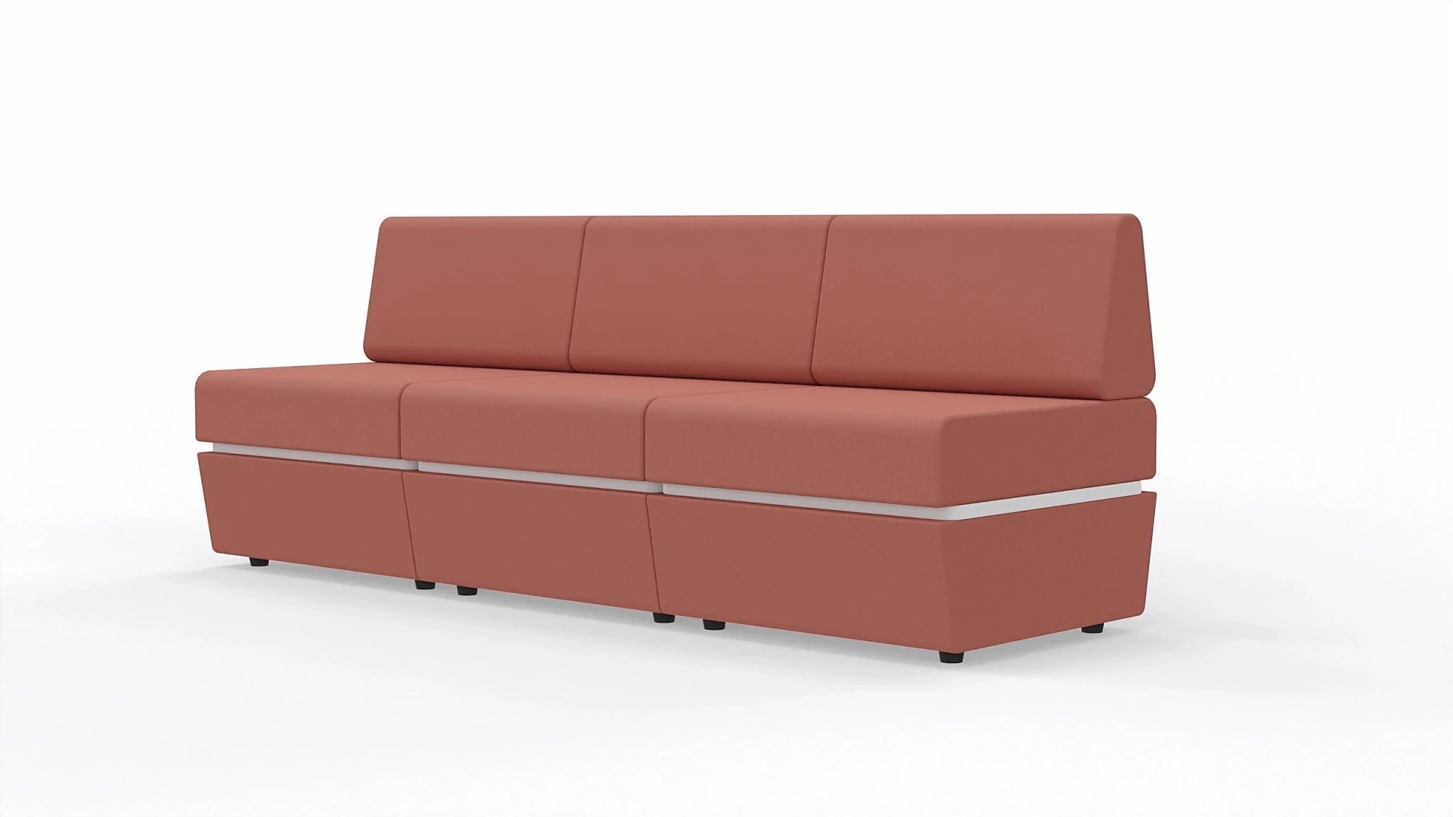 Sofa 3-osobowa z tapicerowaną podstawą SitiQ - Fabryka Mebli Biurowych MARO sp. z o.o.