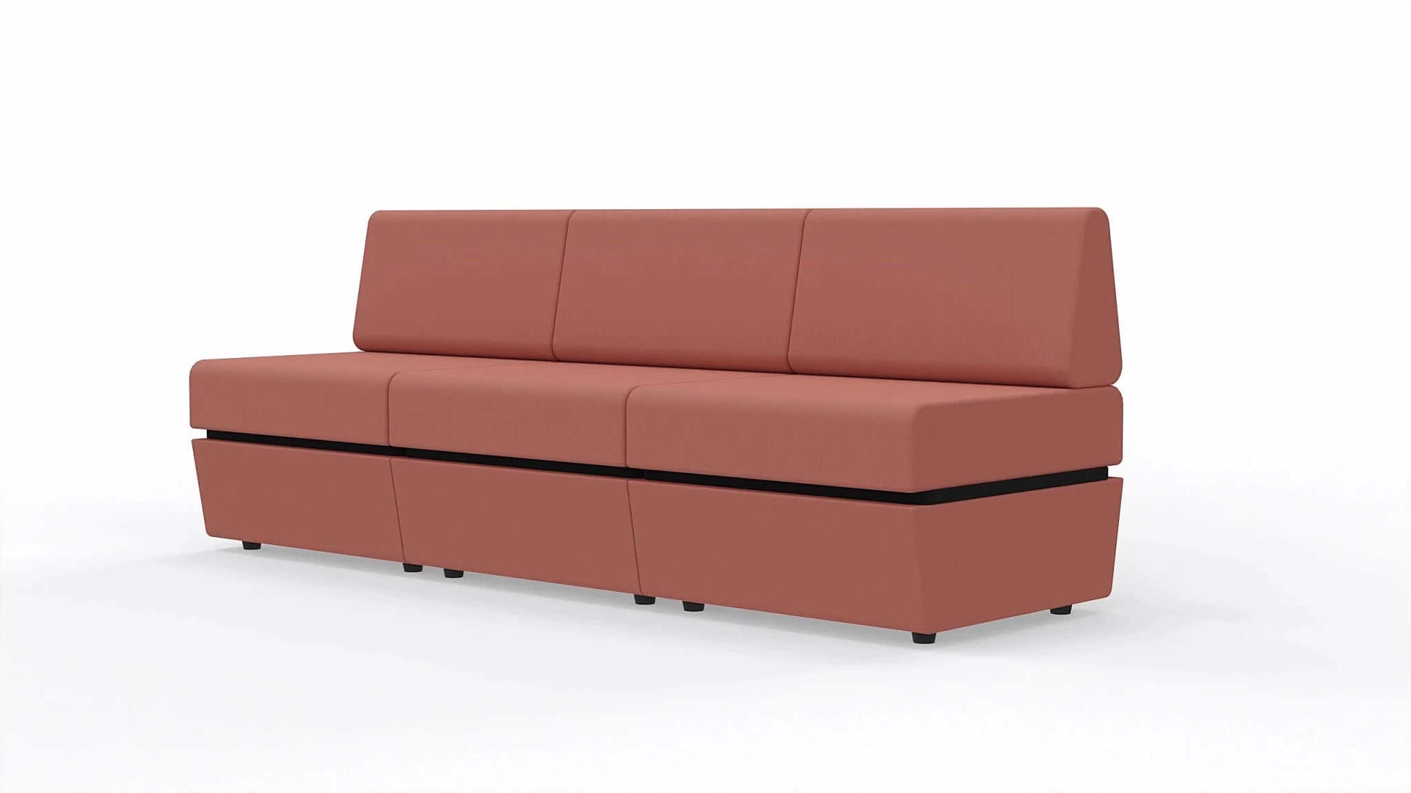 Sofa 3-osobowa z tapicerowaną podstawą SitiQ - Fabryka Mebli Biurowych MARO sp. z o.o.