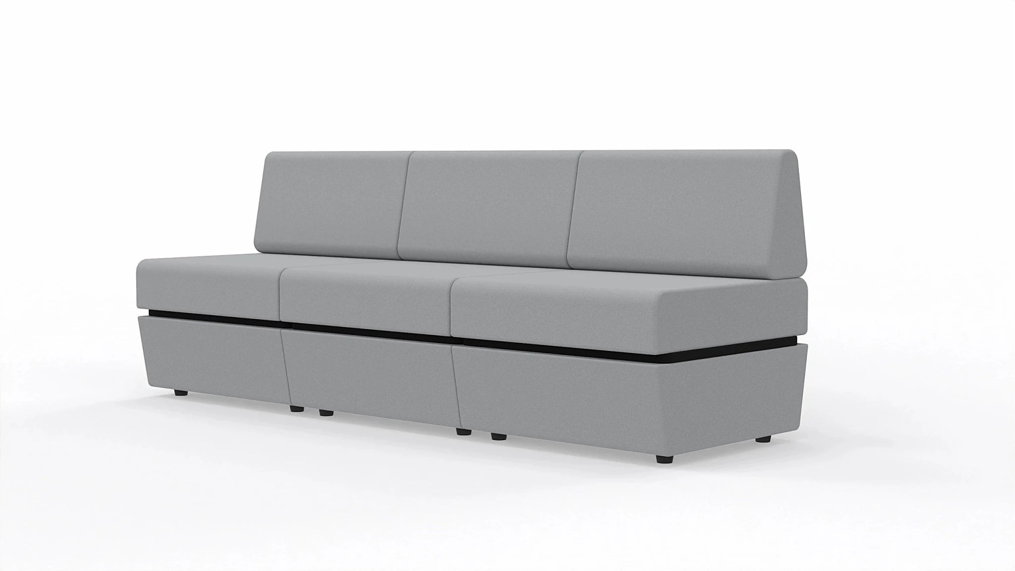 Sofa 3-osobowa z tapicerowaną podstawą SitiQ - Fabryka Mebli Biurowych MARO sp. z o.o.