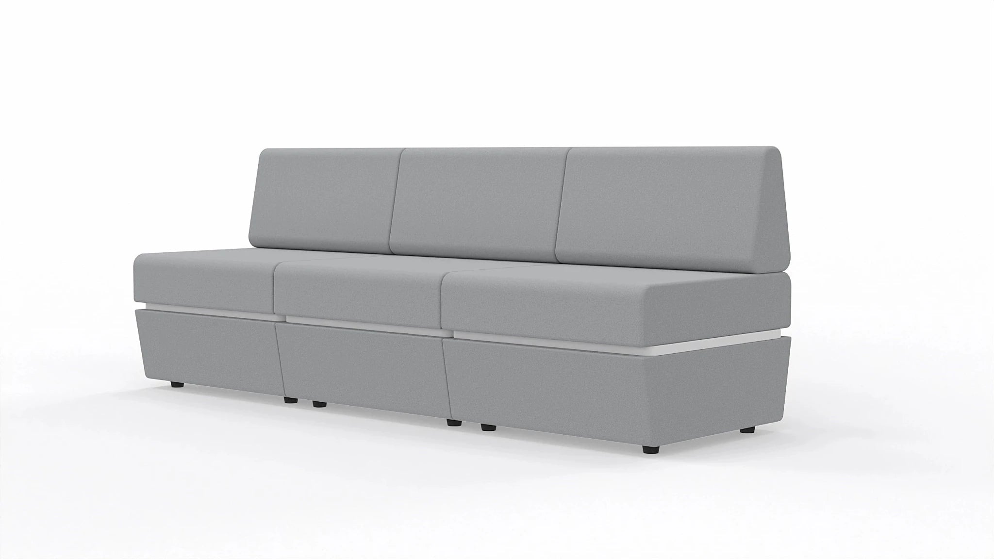 Sofa 3-osobowa z tapicerowaną podstawą SitiQ - Fabryka Mebli Biurowych MARO sp. z o.o.