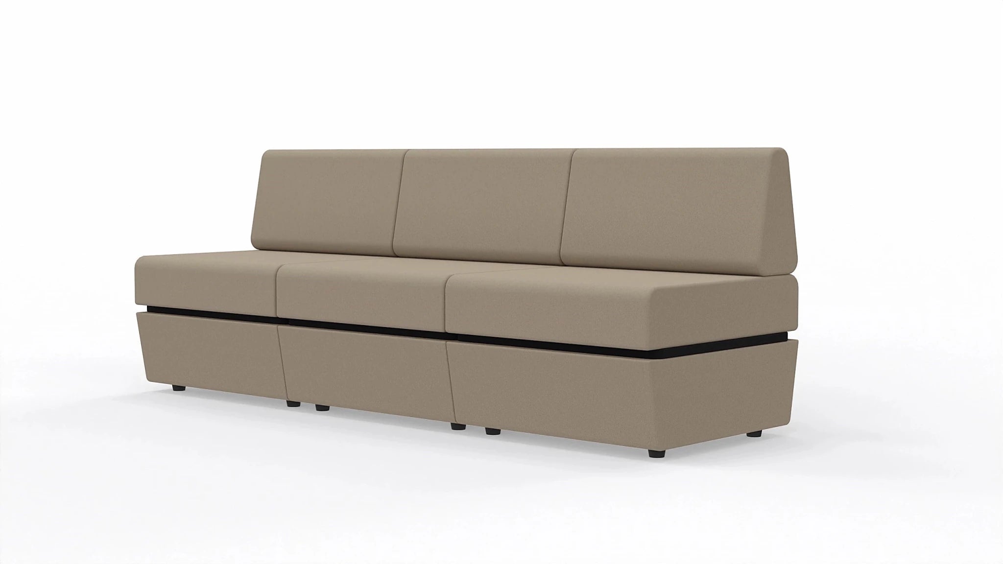 Sofa 3-osobowa z tapicerowaną podstawą SitiQ - Fabryka Mebli Biurowych MARO sp. z o.o.